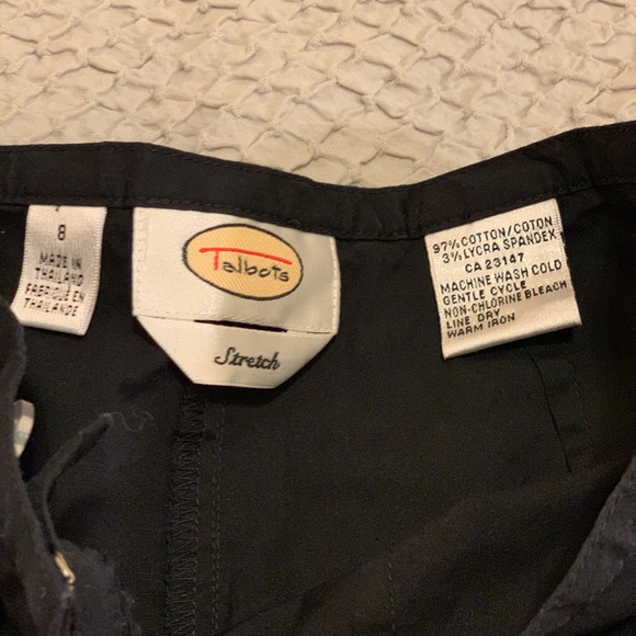 Talbots navy wide leg cotton pants size 8 stretch - Picture 5 of 7